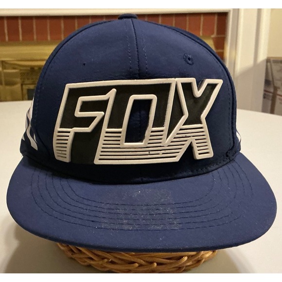 Fox Racing Other - VTG Monster Energy Fox Racing Snapback Hat Navy Blue 3D Rubber Logo Cap